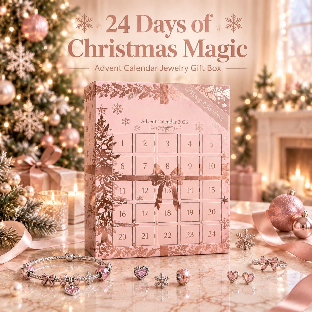 🎄 2026 Christmas Jewelry Advent Calendar for Women – 💖 24 Days of Surprise Charms, Bracelet & Necklace Gift Set ✨