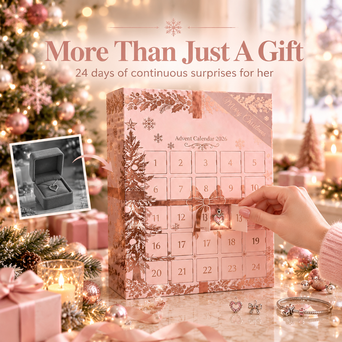 🎄 2026 Christmas Jewelry Advent Calendar for Women – 💖 24 Days of Surprise Charms, Bracelet & Necklace Gift Set ✨