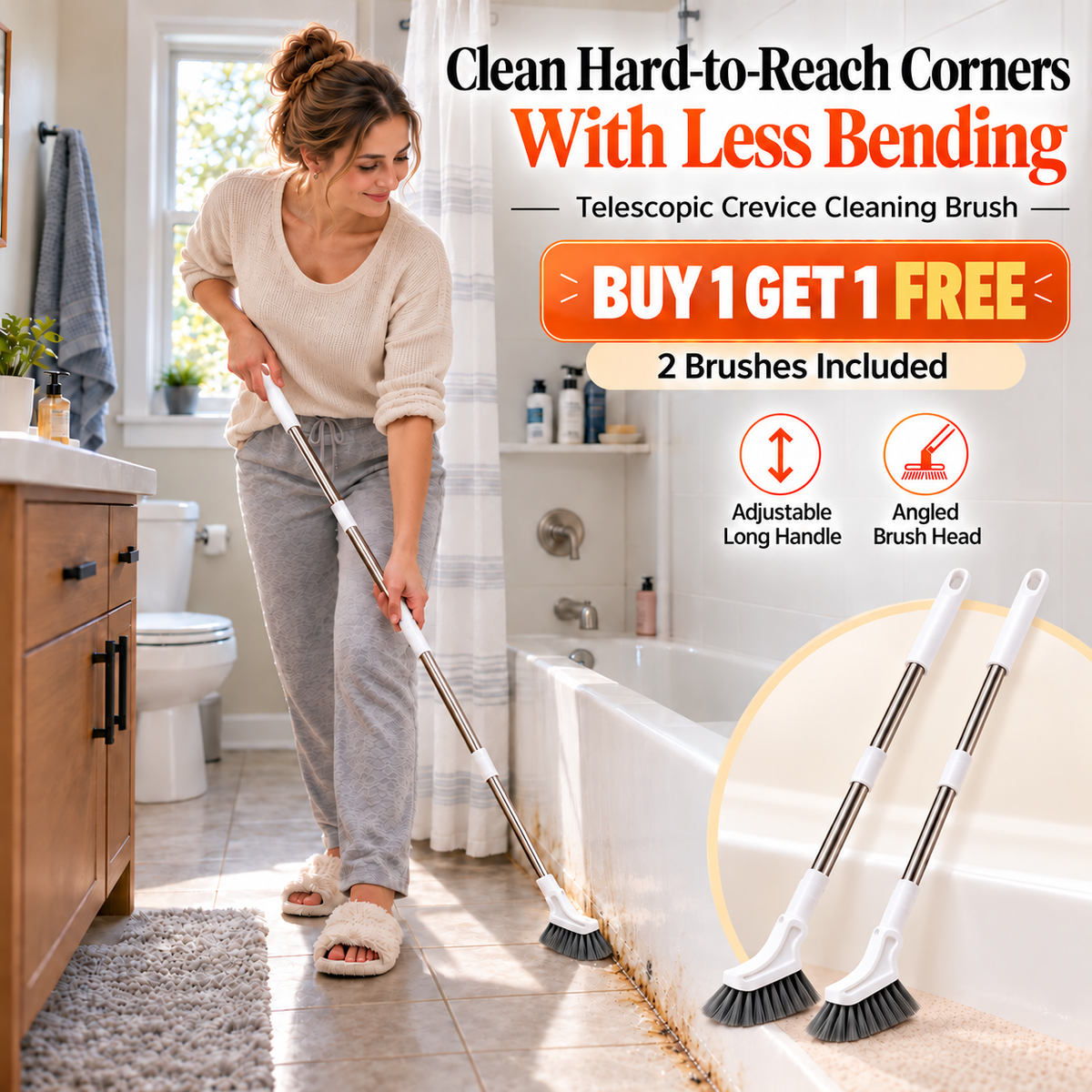 🔥 Sale - 50% OFF — ✨ Telescopic Crevice & Hard-to-Reach Areas Cleaning Brush 💎