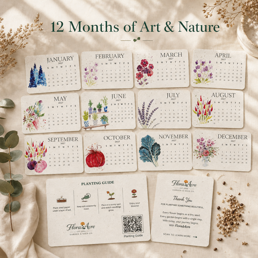 🌱 Plantable Seed Calendar for 2027 🌱 – A year of blooming beauty; new life on every page! 🎁